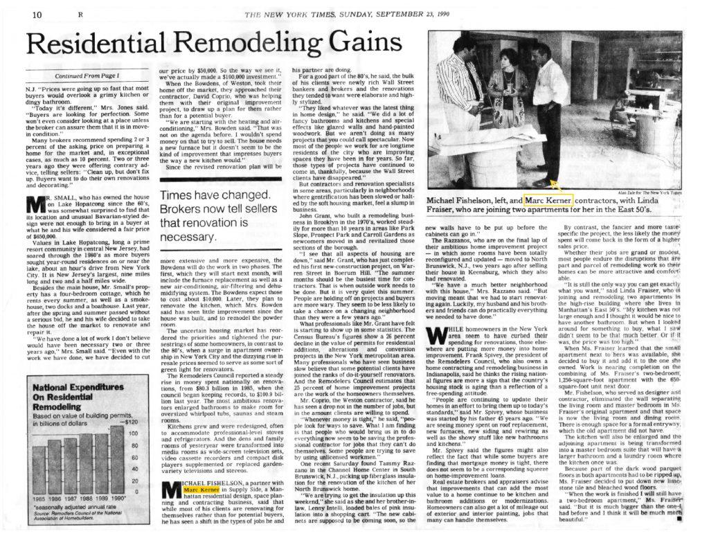 New York TImes Residential Remodeling Article